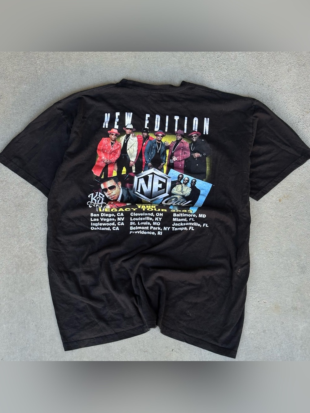 New Edition NE Legacy Tour 2023 Black Graphic T-Shirt, R&B & Soul, Size XL
